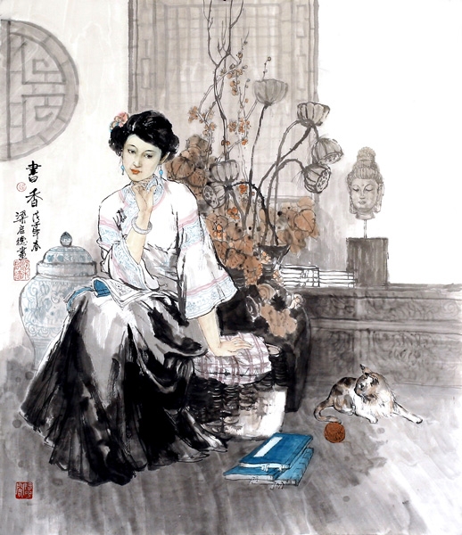 书香〔国画〕80×68cm-梁启德作